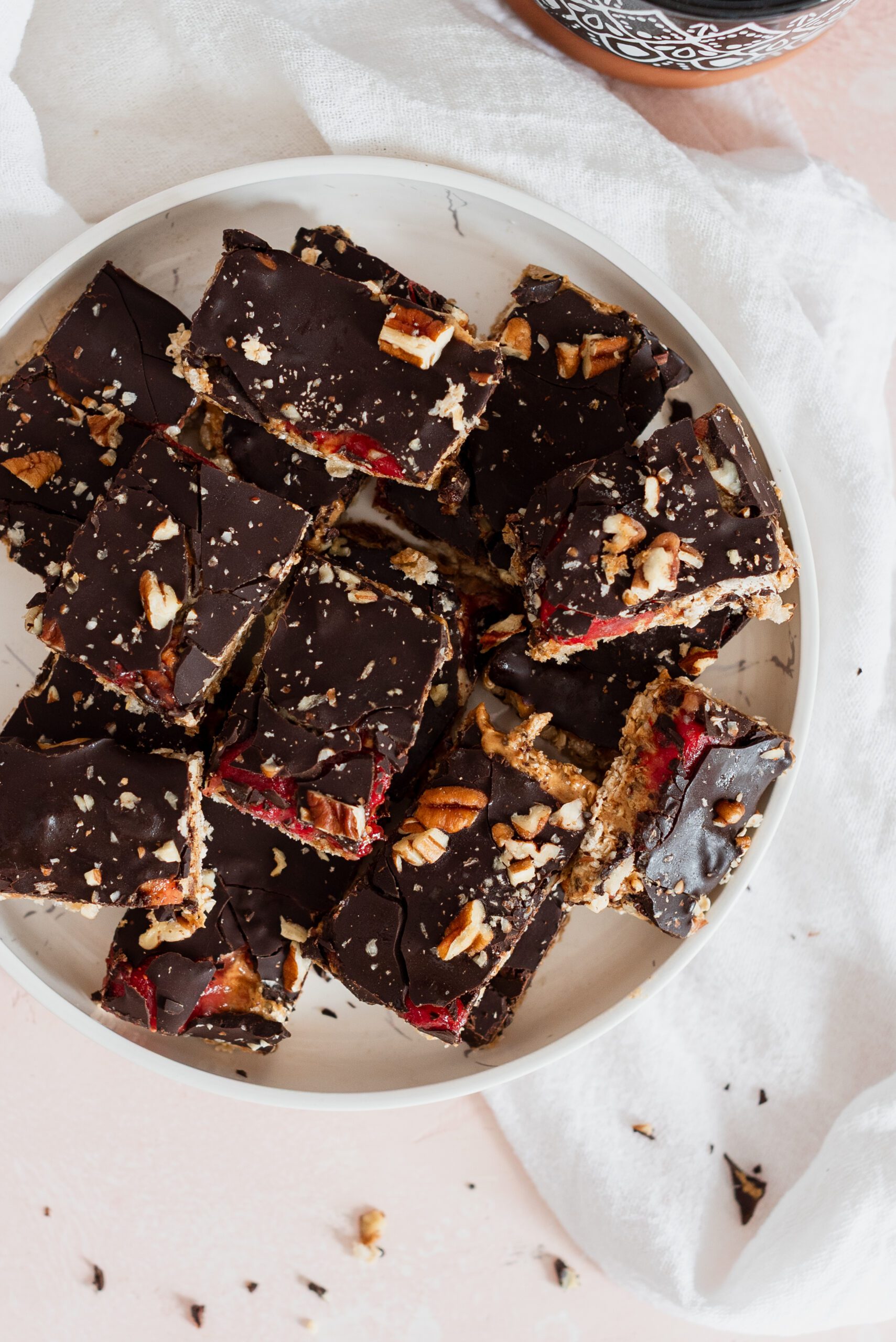 Barres collation au chocolat et confiture sans gluten