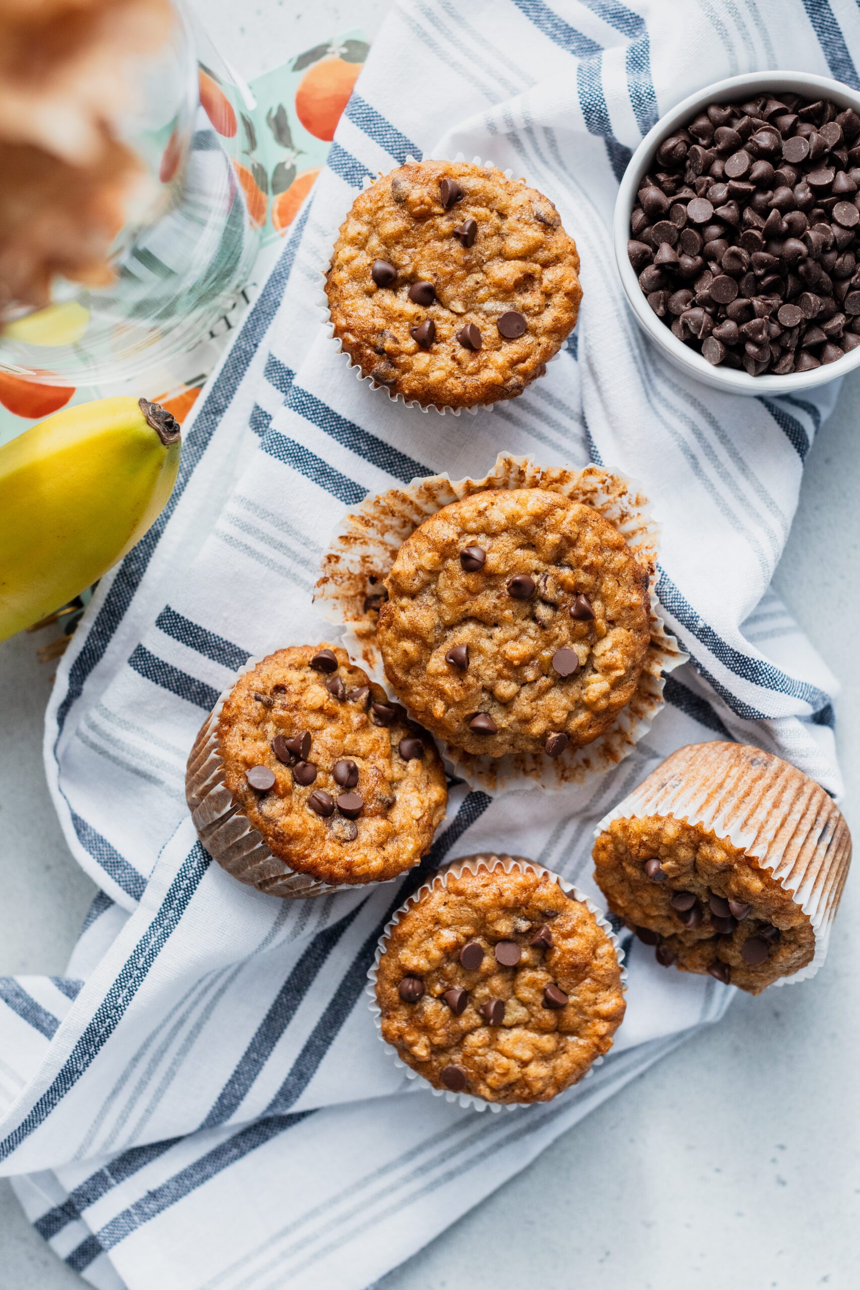 Muffin aux bananes, avoine et chocolat sans gluten